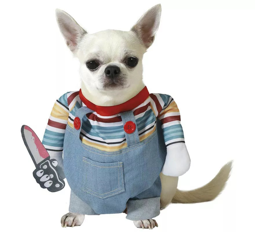 Disfraz de Muñeco Diabólico con brazos y cuchillo para perro