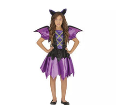 Fato de morcego roxo com asas para menina