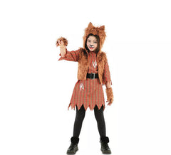 Fato de menina lobo com luvas para menina
