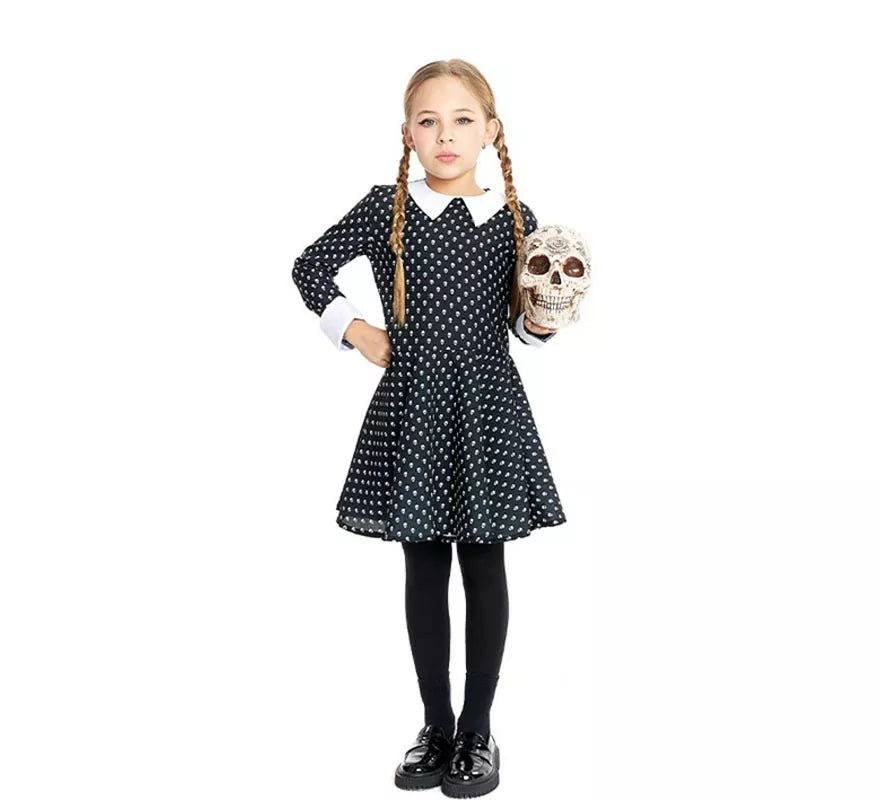 Translation missing: pt-PT.Disfraz de Niña Siniestra estampado calavera para niña y adolescente