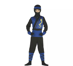Fato de Ninja azul e preto para menino