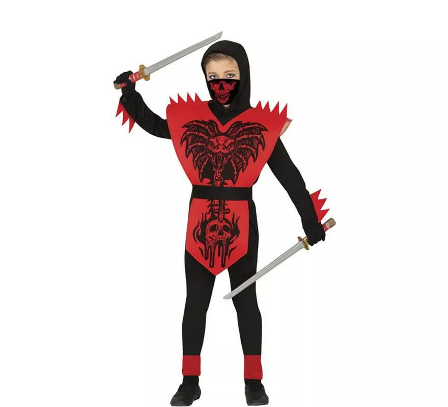 Translation missing: pt-PT.Disfraz de Ninja Cobra rojo y negro para niño