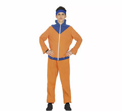 Fato de ninja de anime laranja e azul para adolescente