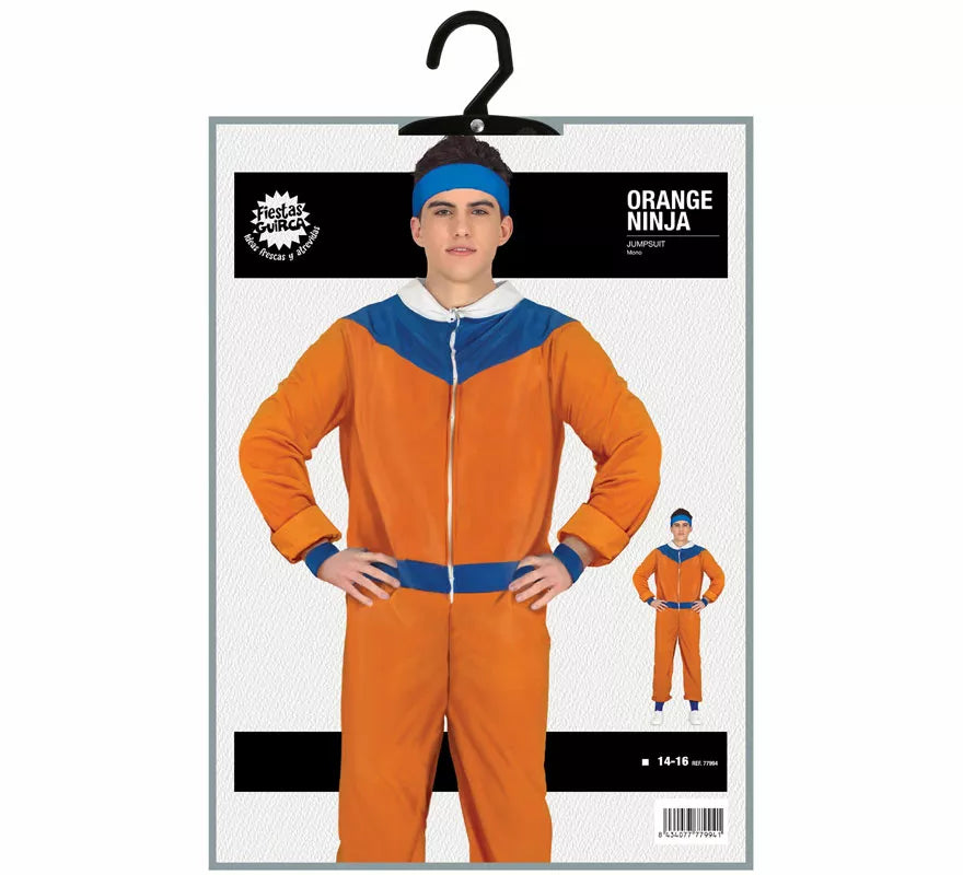 Disfraz de Ninja de Anime Naranja y Azul para adolescente