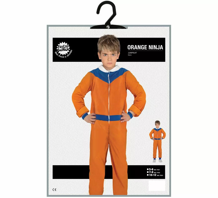 Translation missing: pt-PT.Disfraz de Ninja de Anime Naranja y Azul para niño