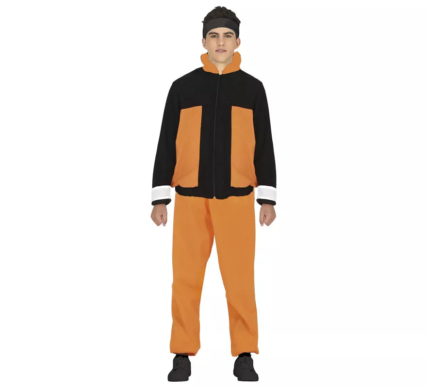 Translation missing: pt-PT.Disfraz de Ninja de Anime Naranja y Negro para adolescente