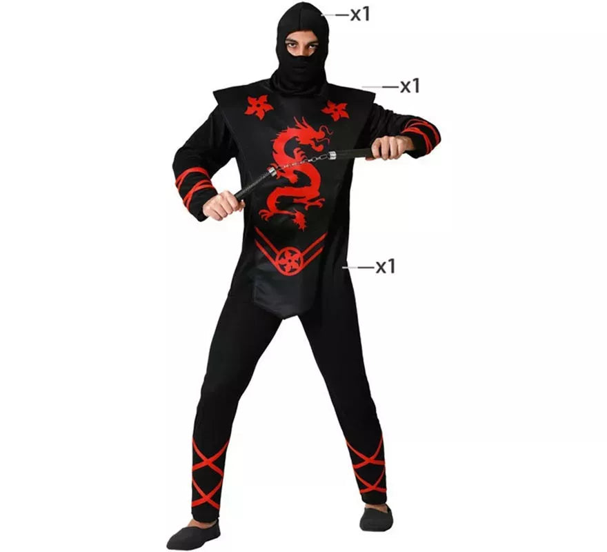 Translation missing: pt-PT.Disfraz de Ninja Dragón rojo para hombre