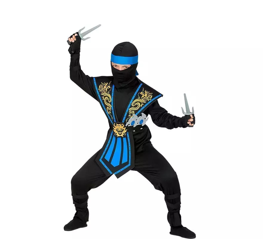 Translation missing: pt-PT.Disfraz de Ninja Kombat Azul con Armas para niño