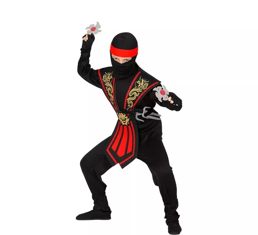 Disfraz de Ninja Kombat Rojo con Armas para niño