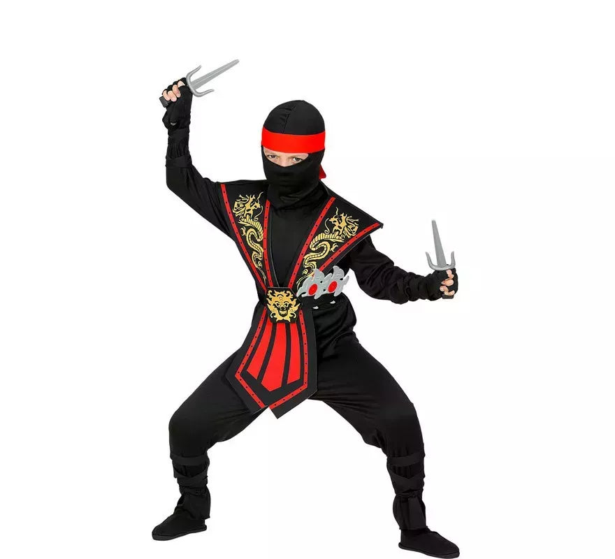 Translation missing: pt-PT.Disfraz de Ninja Kombat Rojo con Armas para niño