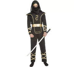 Fato de Ninja preto e dourado para homem