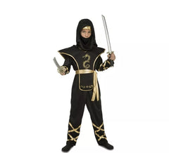 Fato de Ninja preto e dourado para menino