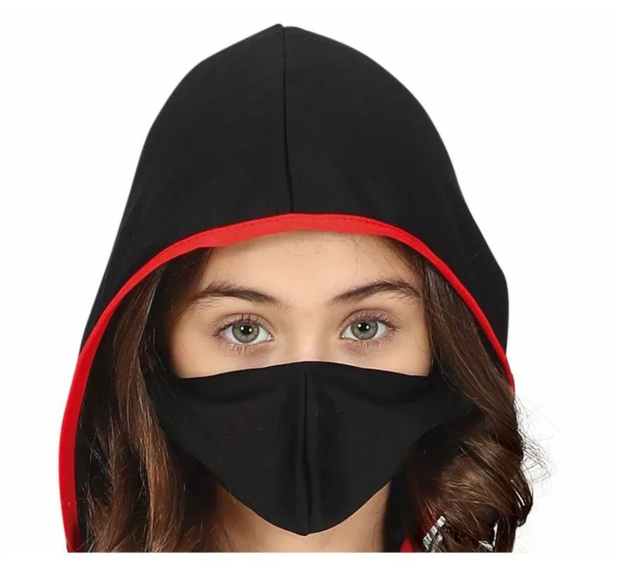 Translation missing: pt-PT.Disfraz de Ninja negro y rojo para niña