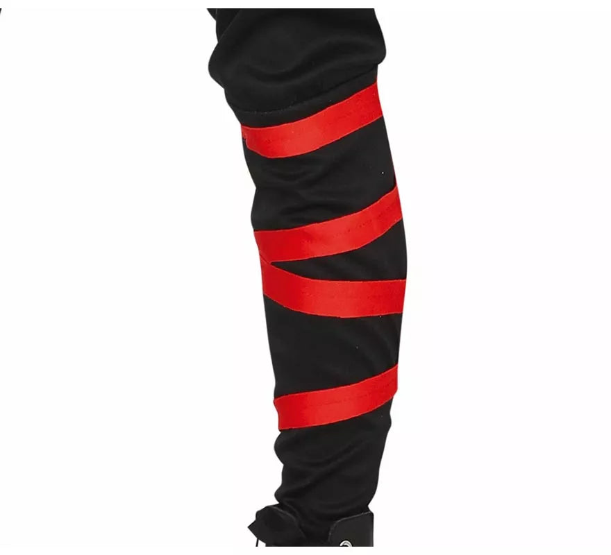 Disfraz de Ninja negro y rojo para niña