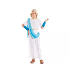 Fato de nobre grego branco e azul para menino