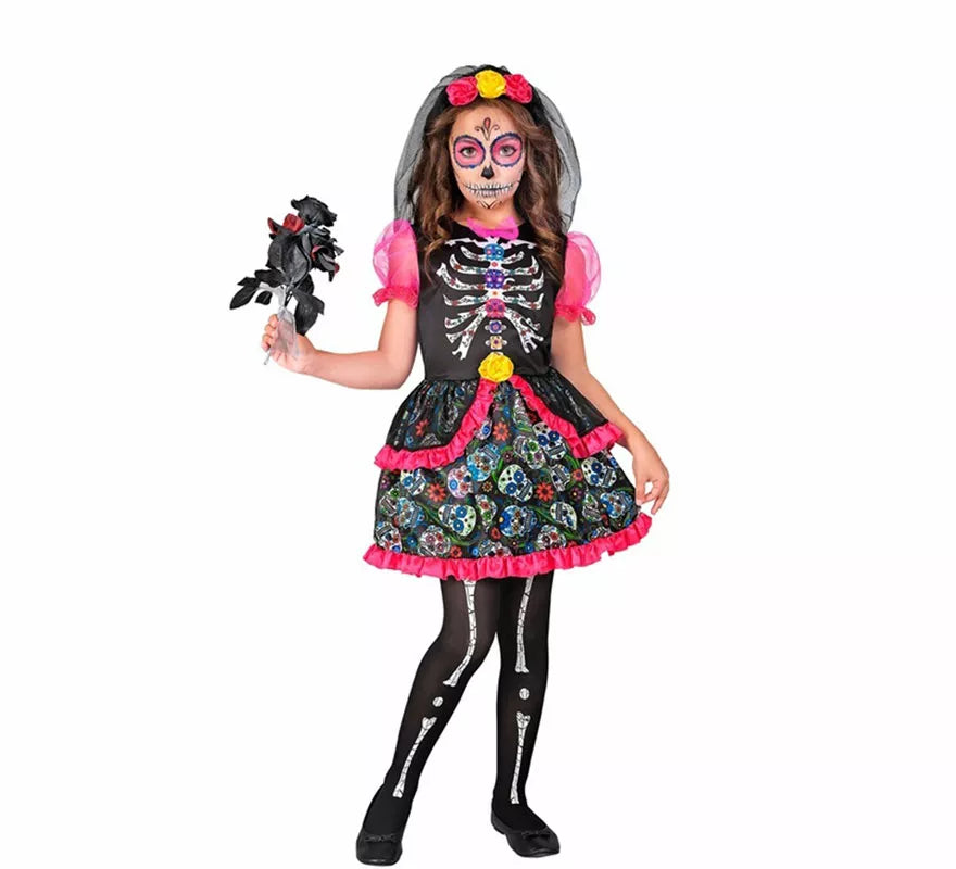 Translation missing: pt-PT.Disfraz de Novia Catrina Día de los Muertos para niña