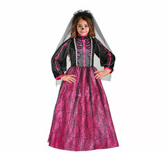 Fato de Noiva Esqueleto Fúcsia para menina