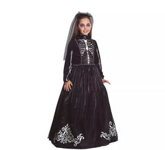 Fato de noiva esqueleto para menina