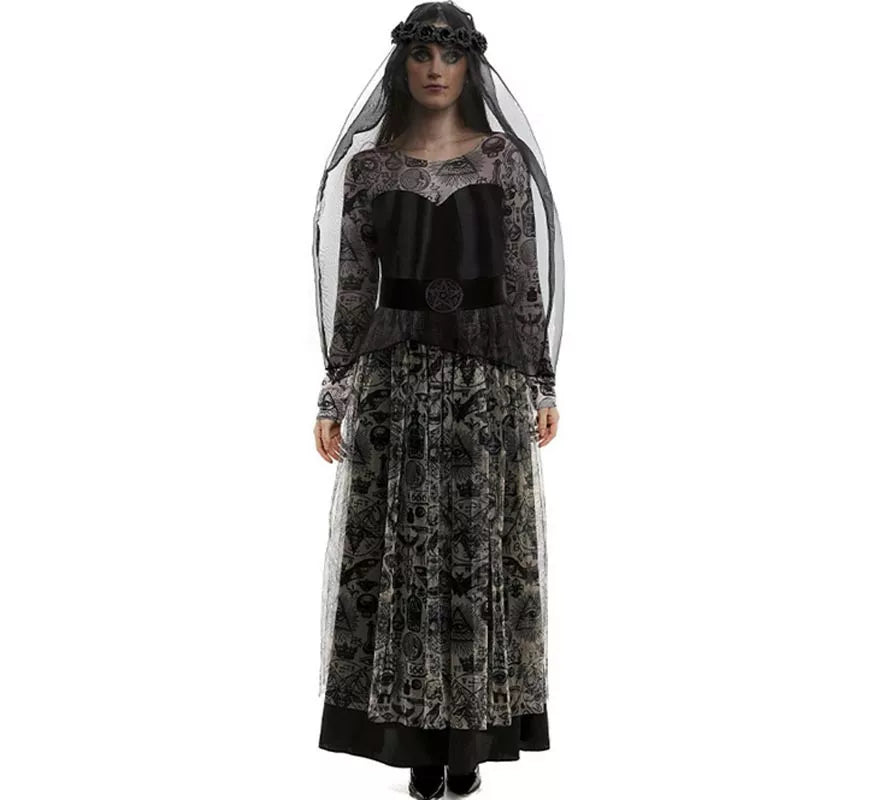 Translation missing: pt-PT.Disfraz de Novia oscura con velo para mujer