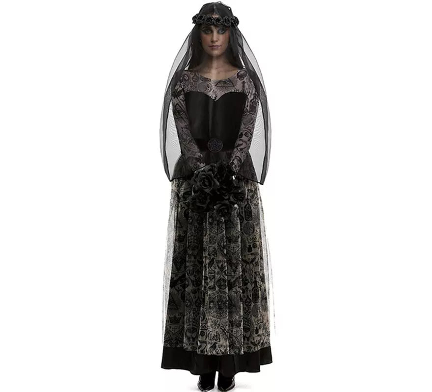 Translation missing: pt-PT.Disfraz de Novia oscura con velo para mujer