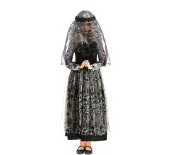 Fato de Noiva Negra com véu para menina
