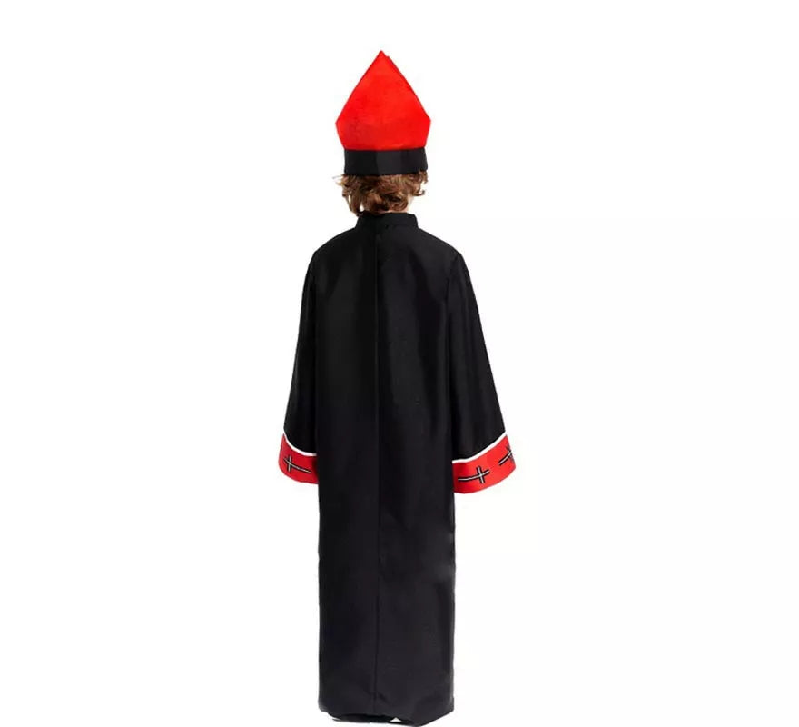 Translation missing: pt-PT.Disfraz de Obispo Satánico con estola negro y rojo para niño
