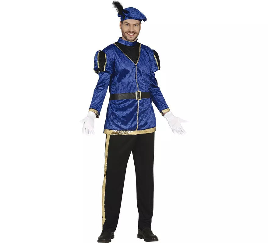 Translation missing: pt-PT.Disfraz de Paje Azul Elegante para hombre