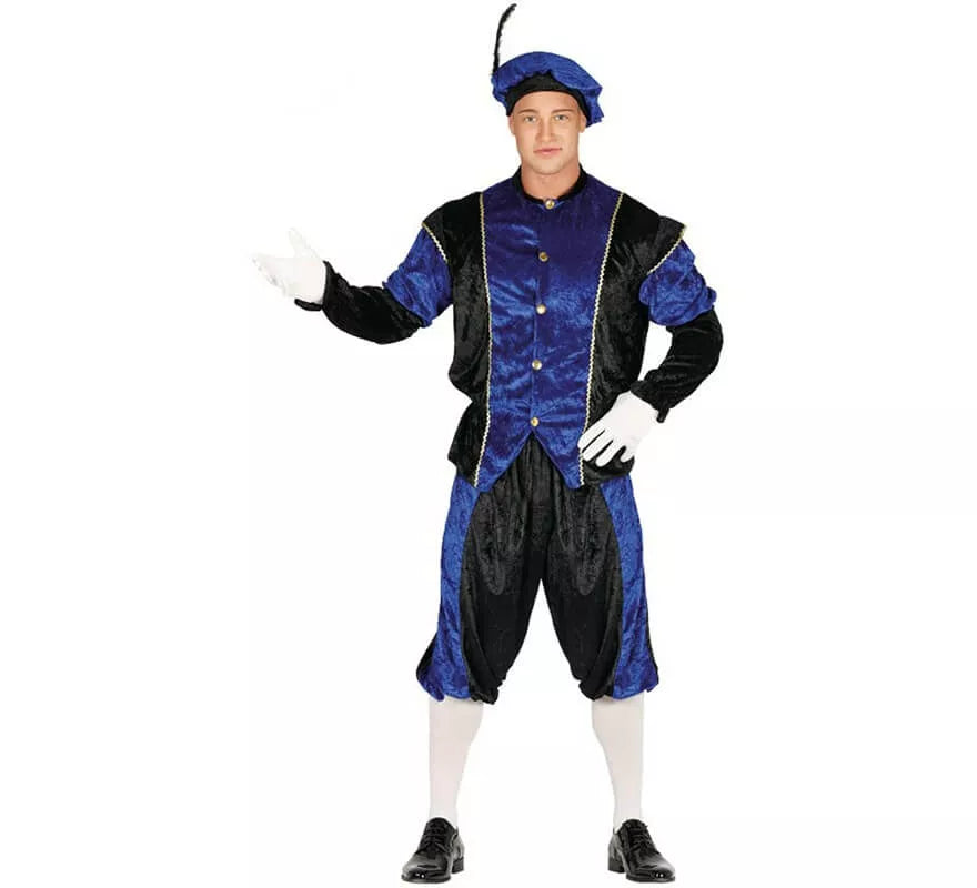 Translation missing: pt-PT.Disfraz de Paje Azul y Negro para hombre