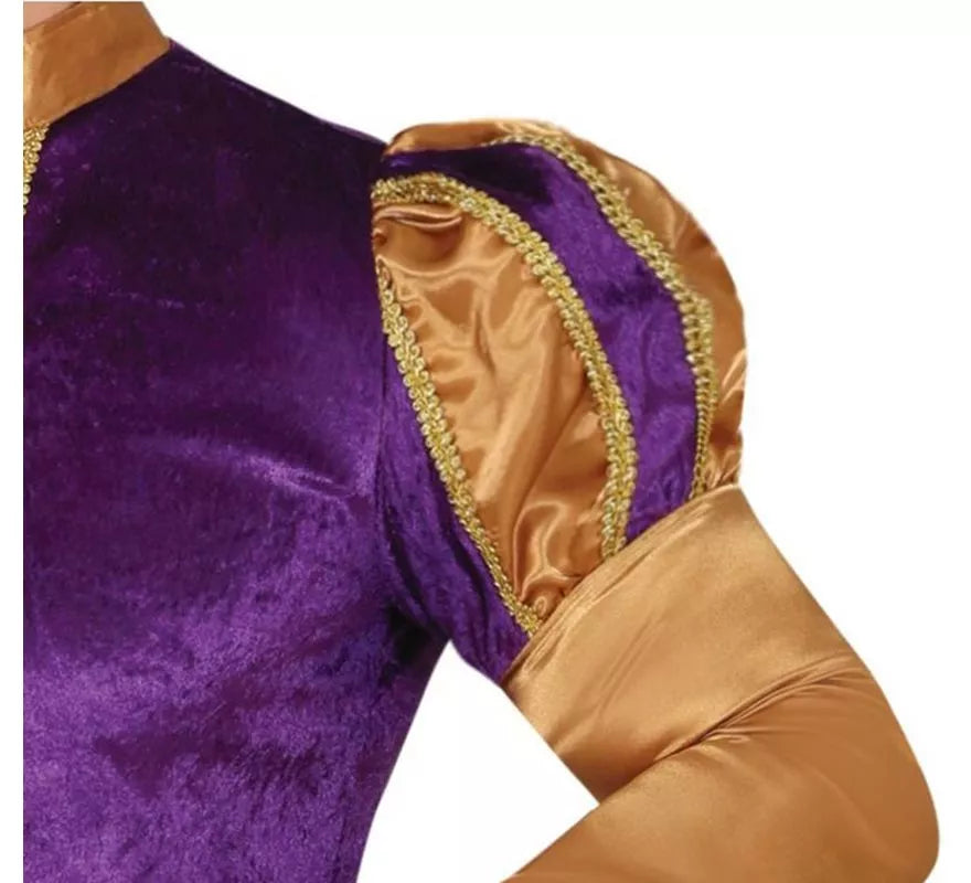 Translation missing: pt-PT.Disfraz de Paje morado y naranja con gorro para hombre