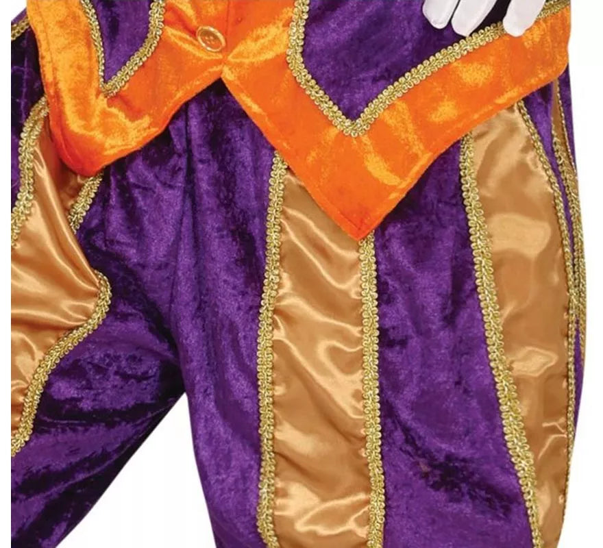 Translation missing: pt-PT.Disfraz de Paje morado y naranja con gorro para hombre