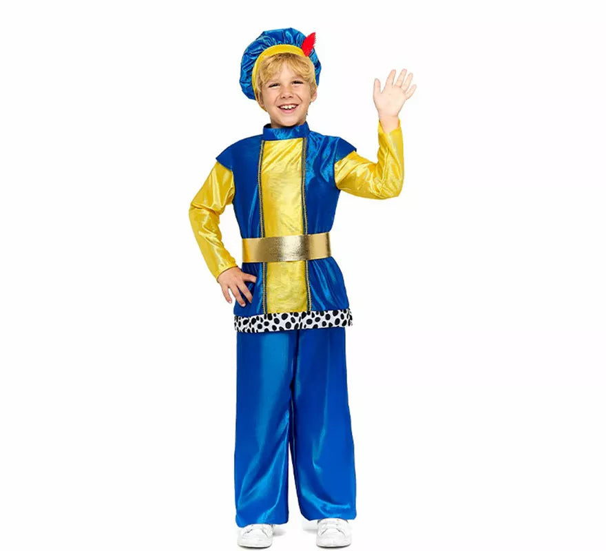 Disfraz de Paje Real azul para niño