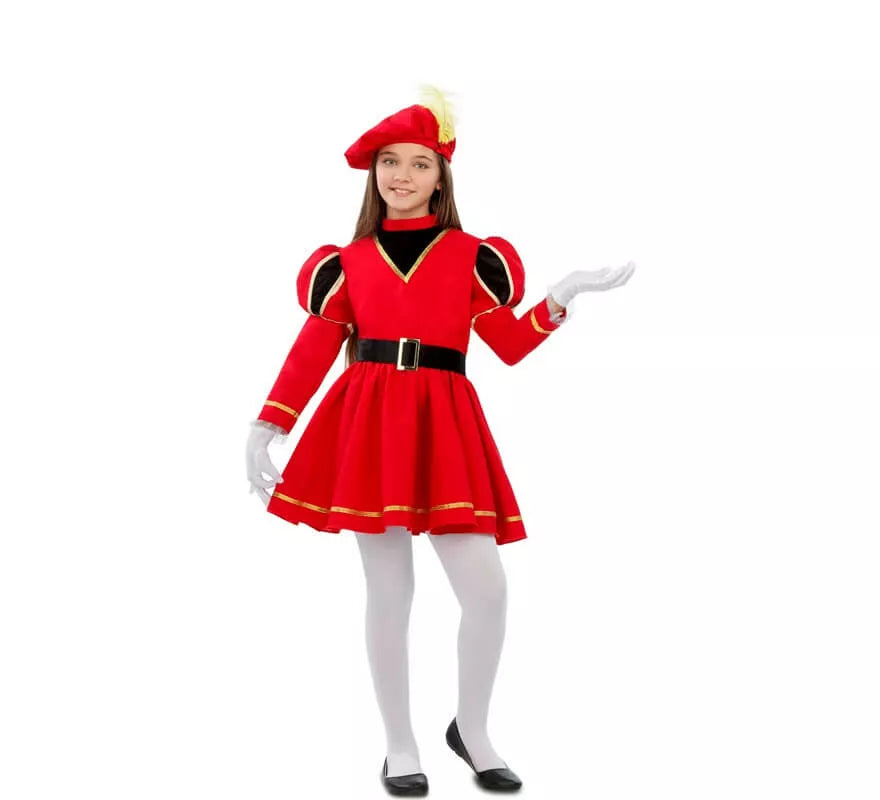 Translation missing: pt-PT.Disfraz de Paje Real Roja para niña