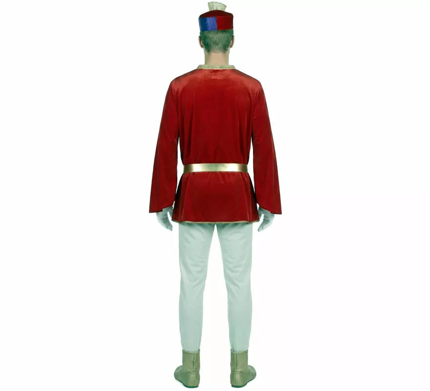 Disfraz de Paje Real rojo para hombre