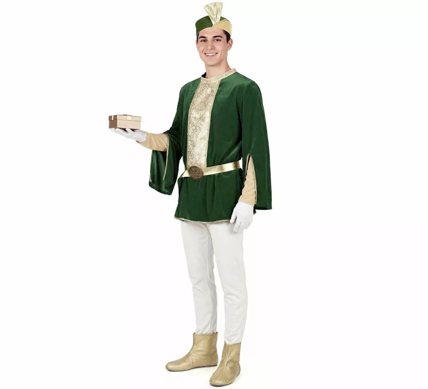 Translation missing: pt-PT.Disfraz de Paje Real verde para hombre