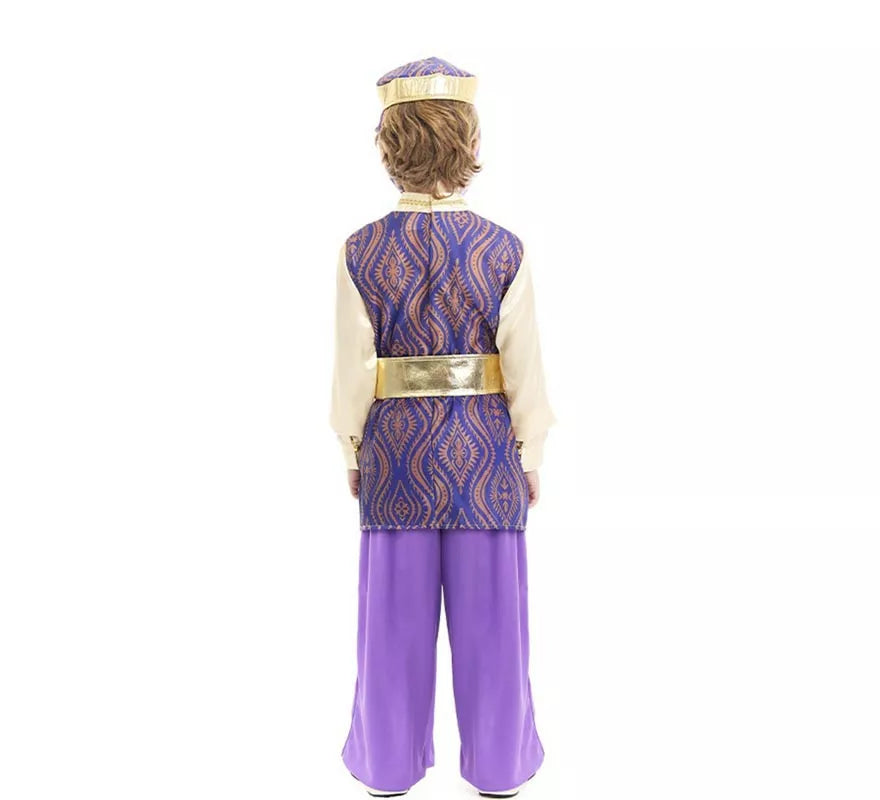 Translation missing: pt-PT.Disfraz de Paje Rey Baltasar morado con gorro para niño