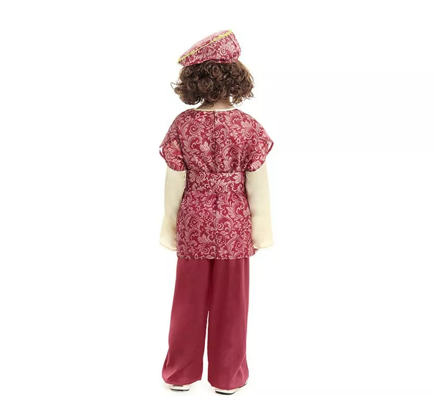 Translation missing: pt-PT.Disfraz de Paje Rey Gaspar rojo con gorro para niño