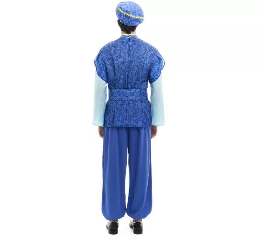 Translation missing: pt-PT.Disfraz de Paje Rey Melchor azul con gorro para hombre