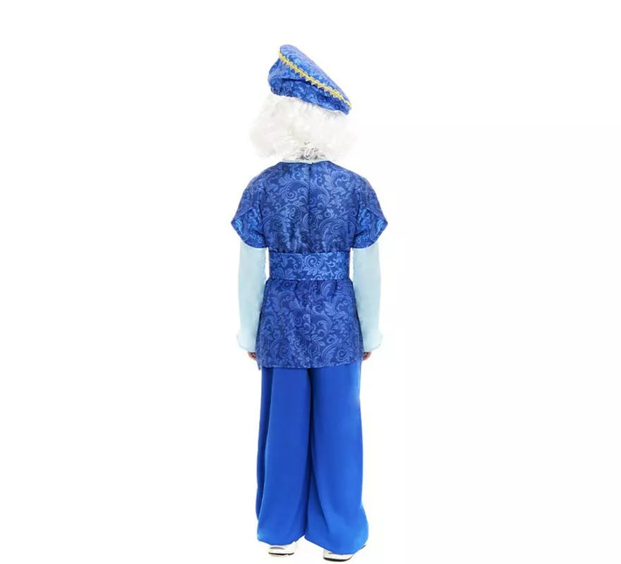 Translation missing: pt-PT.Disfraz de Paje Rey Melchor azul con gorro para niño
