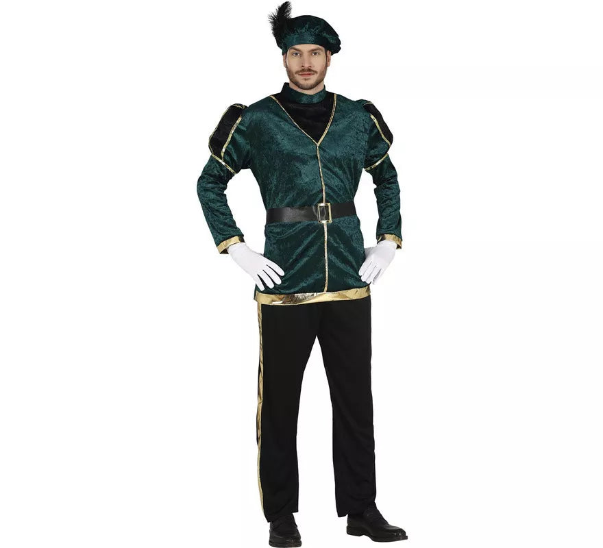 Translation missing: pt-PT.Disfraz de Paje Verde Elegante para hombre