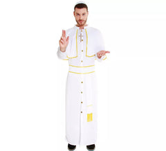 Fato de Papa Branco e Dourado Masculino