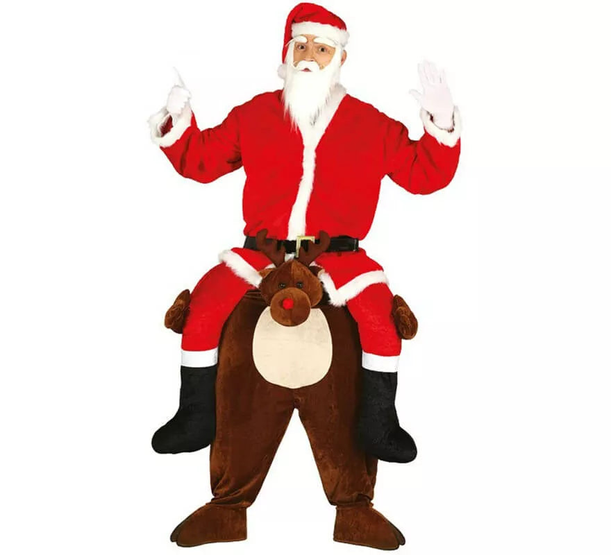 Translation missing: pt-PT.Disfraz de Papá Noel a hombros de Reno para adultos
