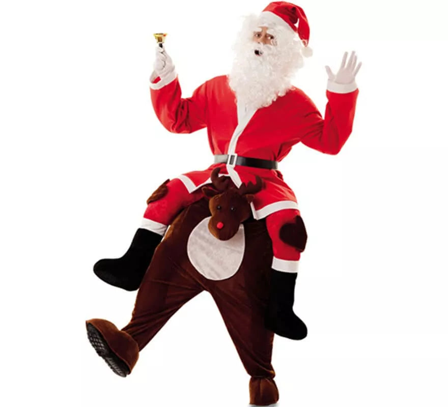 Translation missing: pt-PT.Disfraz de Papá Noel a hombros de Reno para adultos