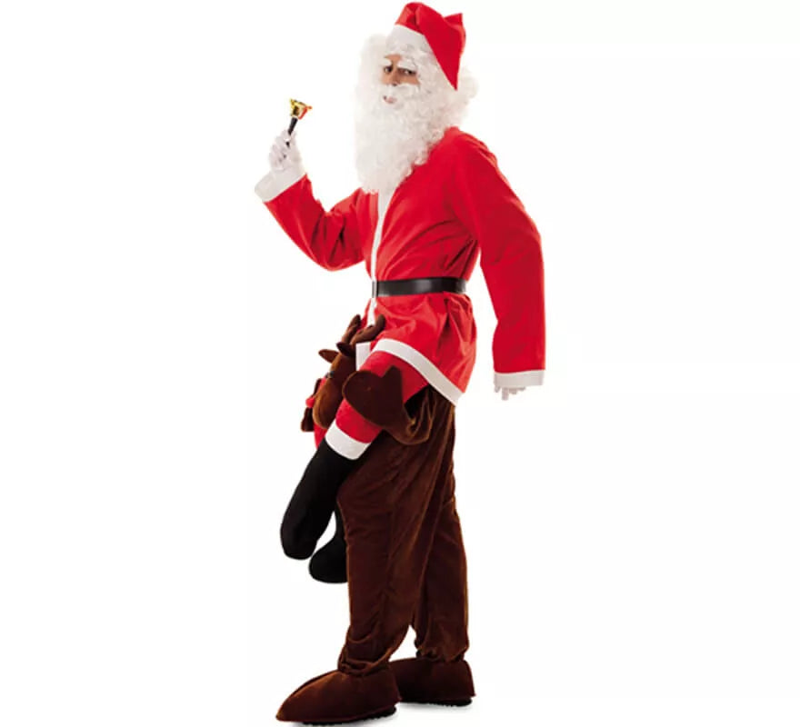 Translation missing: pt-PT.Disfraz de Papá Noel a hombros de Reno para adultos