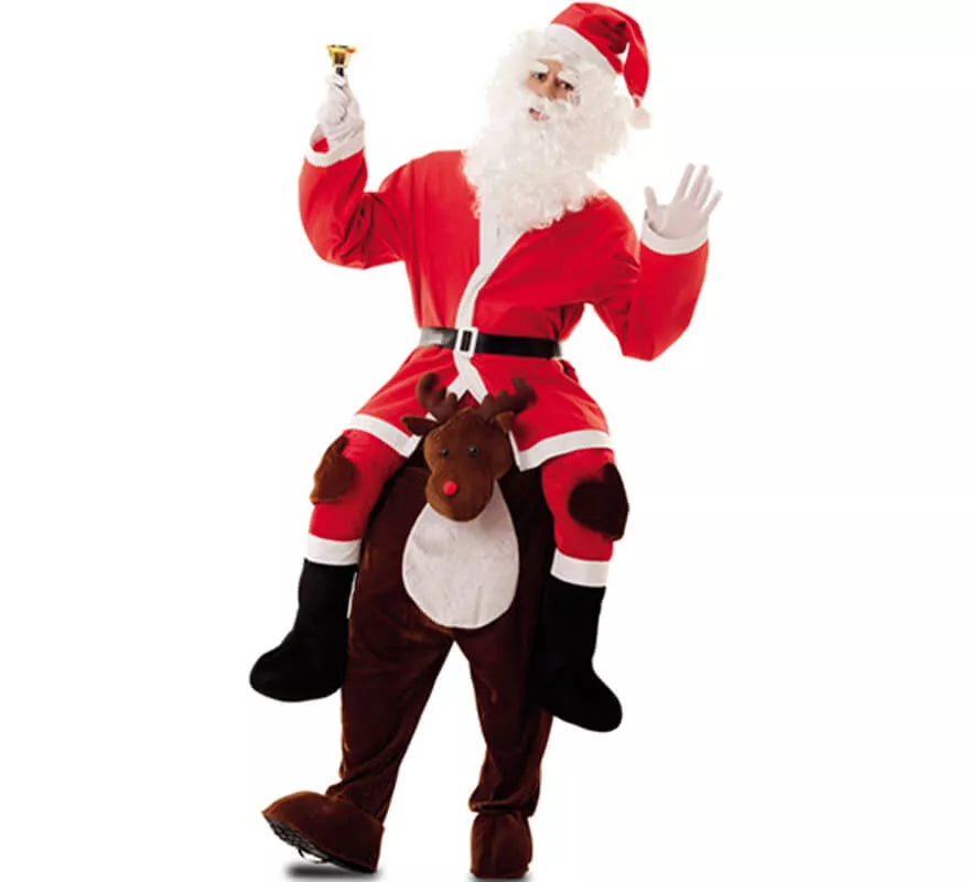 Translation missing: pt-PT.Disfraz de Papá Noel a hombros de Reno para adultos