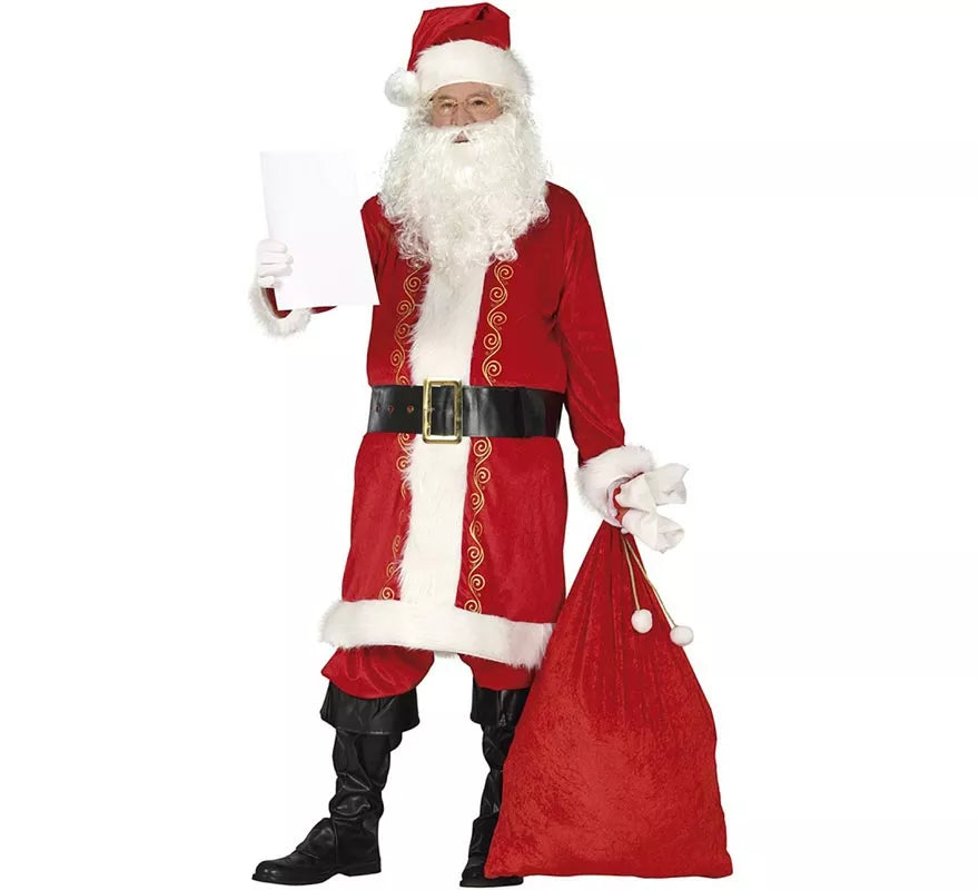 Translation missing: pt-PT.Disfraz de Papá Noel rojo tradicional con gorro para hombre
