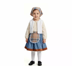 Fato de pastorzinho com lenço xadrez para menina