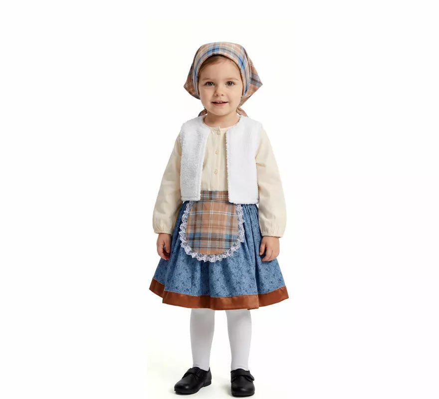Translation missing: pt-PT.Disfraz de Pastorcita con Pañuelo a cuadros para niña