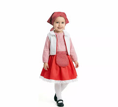 Fato de pastorzinho com lenço vermelho para menina