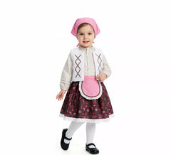 Fato de pastorzinho com lenço rosa para menina