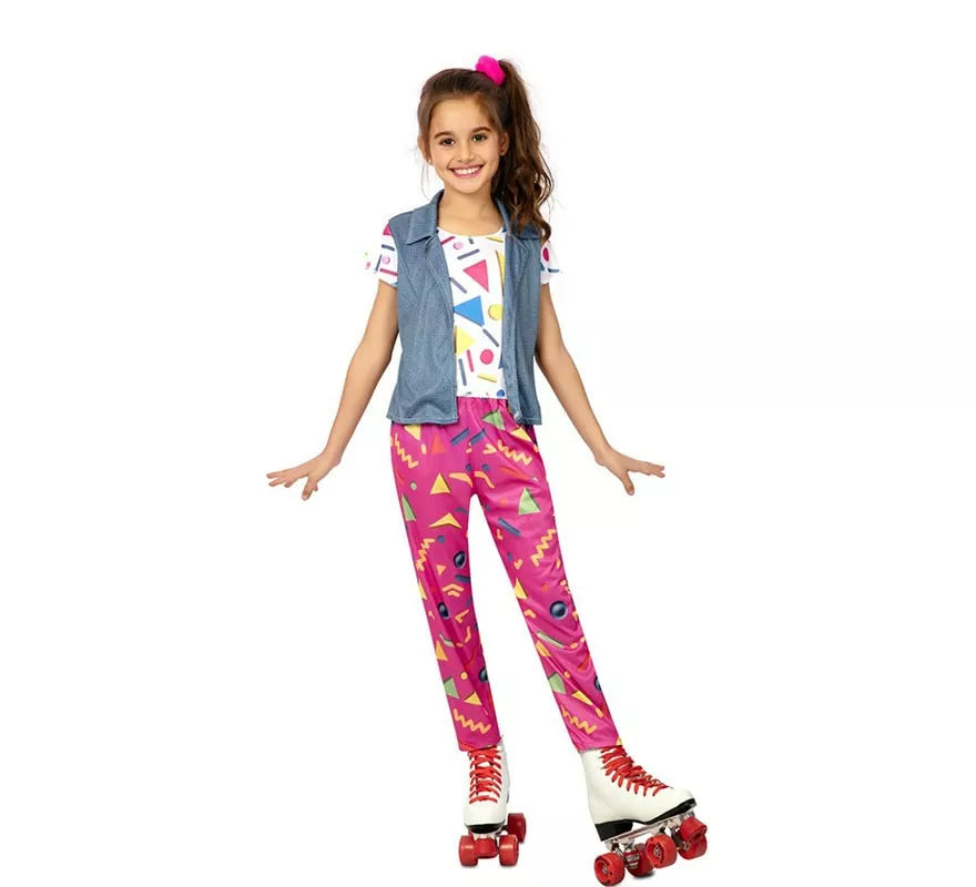Translation missing: pt-PT.Disfraz de Patinadora de los años 90 con chaleco para niña